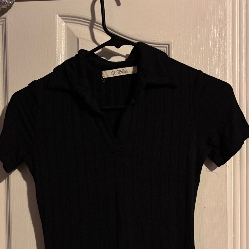 OOTDFash Black Ribbed Mini Dress - Picture 3 of 4